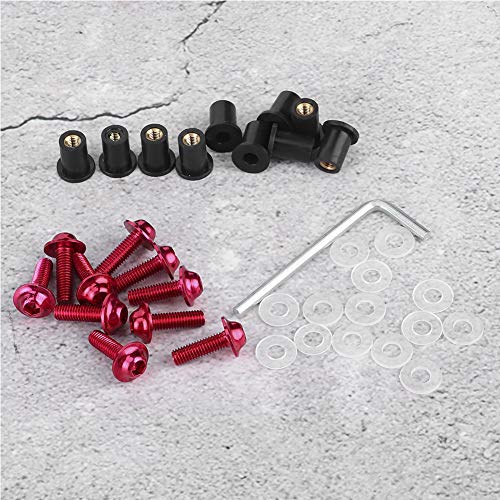 Bolt Nuts Motorsport Body Onderdelen, 10 st. Motorfiets Windscherm Bolts Nuts Universal Motorcycle Fairing Assembly Kit Black (Rode) 4
