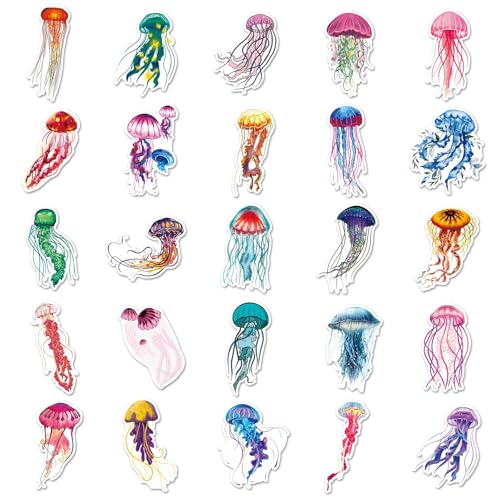 Leuke Sea Animal Stickers voor tieners Volwassenen 50 stuks Jellyfish Waterdichte Vinyl Sticker Set Auto Motorfiets Fiets Skateboard Snowboard Bagage Laptop Koffer Helm Motorfiets Computer