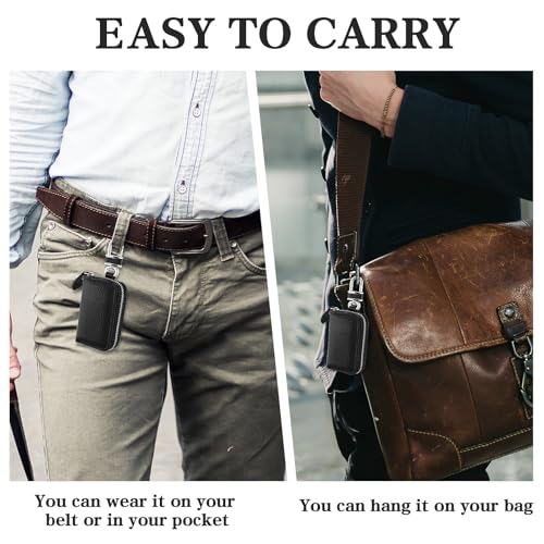 Autosleutelhanger, Lederen sleutelhanger Carabiner, Sleutelhouder Koffers Keychain Keyless Ga bescherming auto sleutel vak sleutelhouder sleutelloze auto sleutelhoes met haak, wit, 1, wit 3