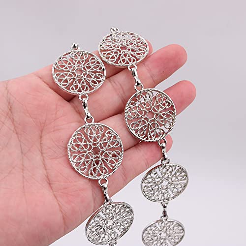 Zee 51 Inch Zilver Verstelbare riem lange taillegordel - Dress body Ketting van de mode ketting voor vrouwen - Vintage Opengewerkte metalen ring, Zilver 4