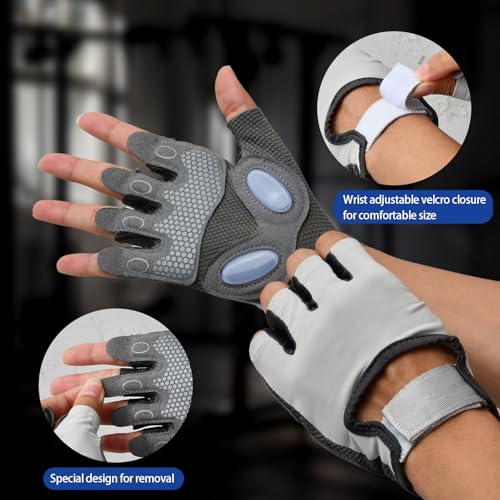 Sportschool Handschoenen voor mannen en vrouwen, Ademende Gewichtheffen Handschoenen met Non-Slip Siliconen, Gewatteerde Palm Grip Bescherming, Cool Stof, Half Finger Handschoenen voor Fitness, Training, Exercising 3