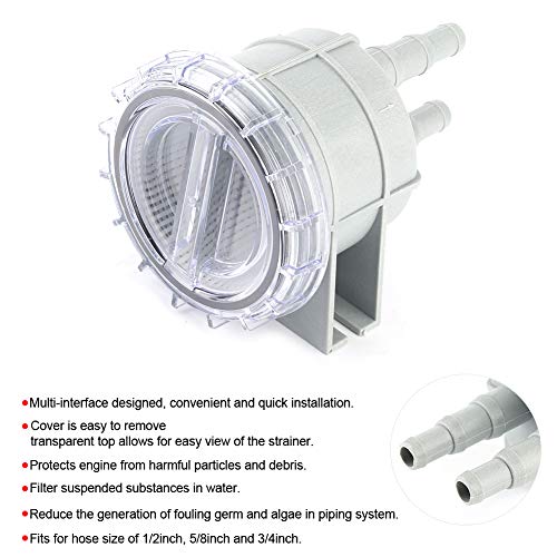 Zeewaterfilter, ABS 4.3in Inlaat Zeewaterstrainer Filter Motor Beschermen Reiniging Koelen voor 1/2 in 5/8in 3/4in Slang