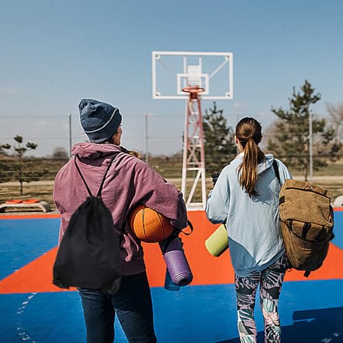 Grote Sport Rugzak, Zwarte koord Gym Bag voor vrouwen Mannen Waterdicht Krasbestendig Travel Beach School Black S, Black, S 5