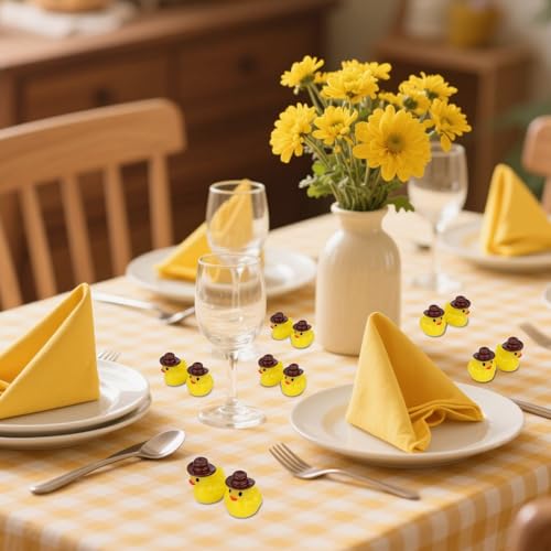 50 st. Mini Resin Cowboy Eenden, Miniatuur Western Resin Eend Klein Figurine met Cowboy Hat DIY Tuin Landschap Poppenhuis voor Western Party 5
