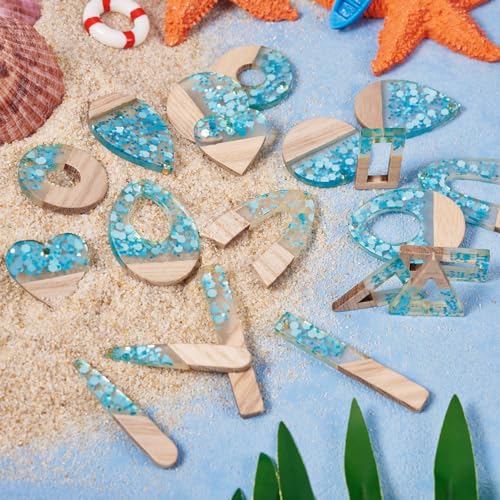 Hars Walnut houten bedeltjes voor oorbellen ketting hangers Hars Houten stukken Charm sieraden maken, Hars Hout, Hars 3