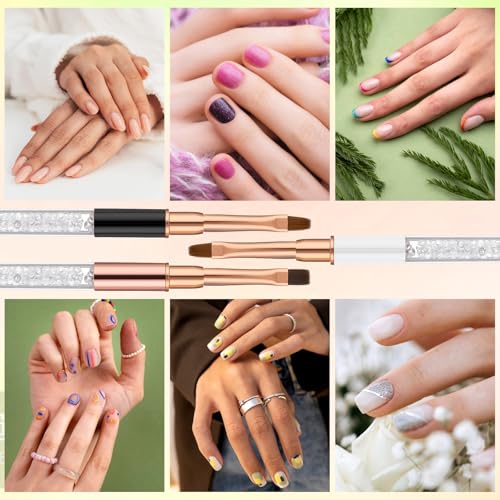 3 stuks Nagelgelborstel Nagelborstel Nagelborstel Nagel Accessoires UV-Rijnsteen Handle Gel Nail Art Penseel Schilderen Brush Gereedschap Nail Art Liner Gestippelde Pen Cadeau 4