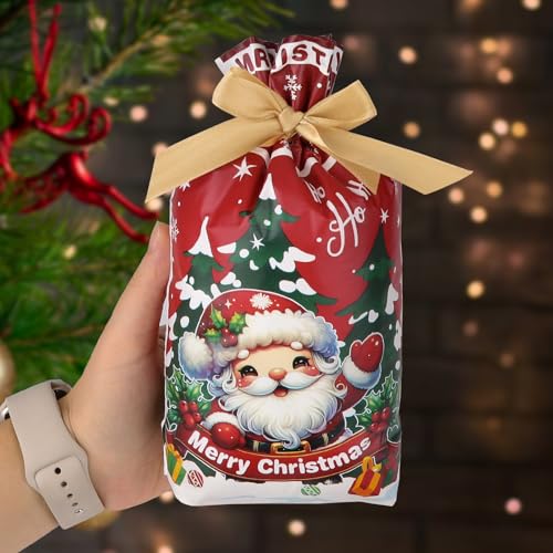 Kerst Trekkoord Zakken Set 30 Stuks - Xmas Gift Multipack Met String voor Plastic Present Geschenken Treat Supply 4