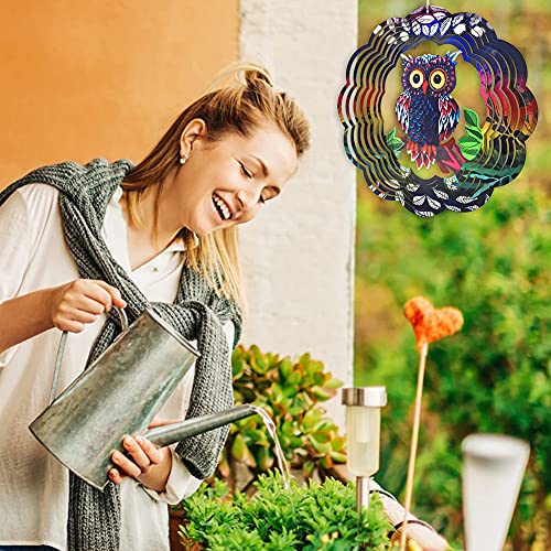 Wind Spinners voor Tuin Metalen Grote Hangen Outdoor Wind Chime met 2 stuks Wall Nails Roestvrij stalen Uil Wind Beeldhouwwerken (30 * 30cm)