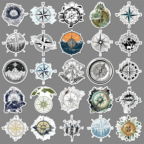 Kompas Stickers voor tieners en volwassenen, 50 stuks, Kompas Roze, Vinyl Sticker Set, Auto, Motorfiets, Fiets, Skateboard, Snowboard, Bagage, Laptop koffer, Helm, Motorfiets, Computer 4
