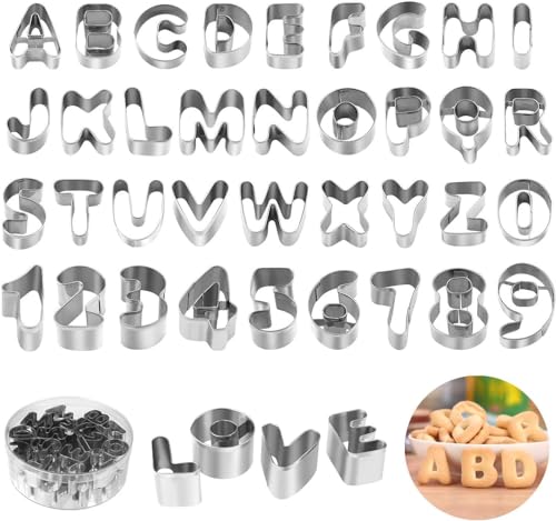 Set van 36 brievenstempels, alfabet, roestvrij stalen cakevorm, met duurzame opslagbox voor cake decoratie, suikerpasta, koekjes, cookies