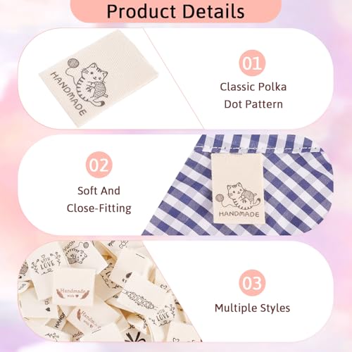 90 Stuks Katen Etikken Tags Handgemaakt Rechtshoek Naaien Doek Labels Craft Klepingstuk Tags Met Woord Patronen Voor Diy Breien Kleding Decoratie 5