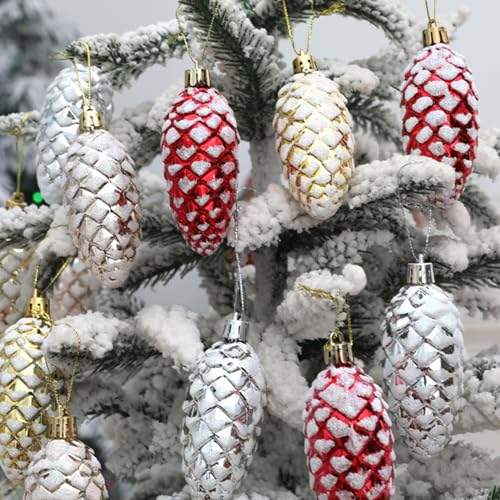 Glitter kerstboom hangers, dennenboom, dennenappels, champagne, kerstboom decoratie, kerstboom decoraties voor kerstboom decoratie, Champagne A, Pack van 10 4