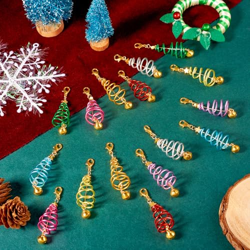 16 Stuks Kerstboom Bedels met Kreeft Clasps Winter Xmas Boom Dangle Charm met Gouden Bell Aluminium Draad Filigree Hangers voor Cadeau Bag Ketting DIY Home Party Decoratie,,, Metaal 4