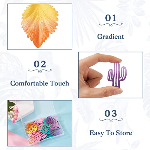 24st Spray Painted Iron Leaf Plants Hanger Gradient Metal Tress Leaves Charm Cactus Tropical Leaf Charm Bangle for DIY Sieraden Craft Maken, IJzer, IJzer 3