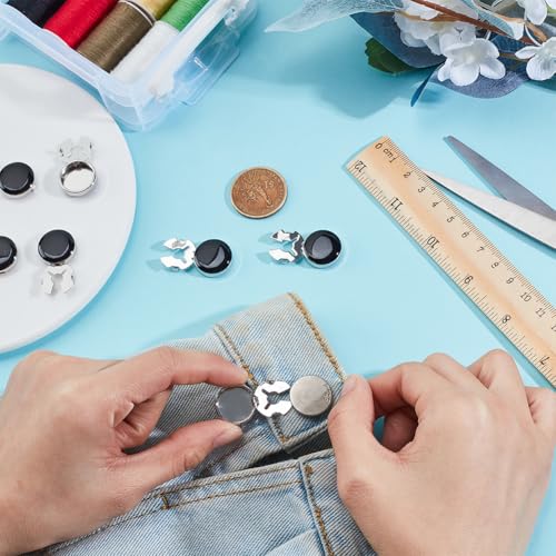 Verpakking van 10 messing knophoesjes, sleeve knoppen, cover platte ronde knopjes, cover afneembare shirt, knoopjes, knoppen sieraden voor kledingpak, Tuxedo Shirt Accessoires, Platinum, 3,3 x 1,8 3