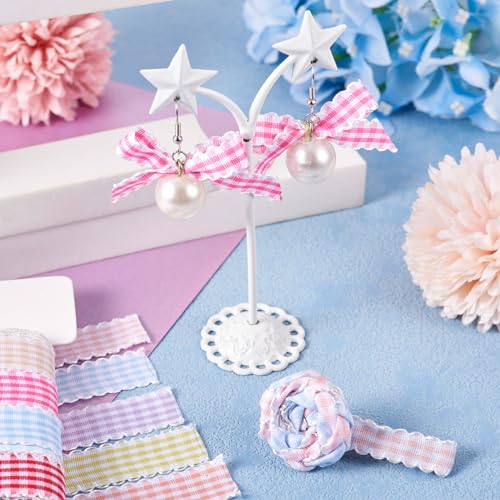 25m Poly Cotton Ribbon Tartan patroon met Strong 5 Kleuren Plaid Ribbon voor DIY Flower Bouquet Decor Cadeau Wrapping Hair Bows (17mm)