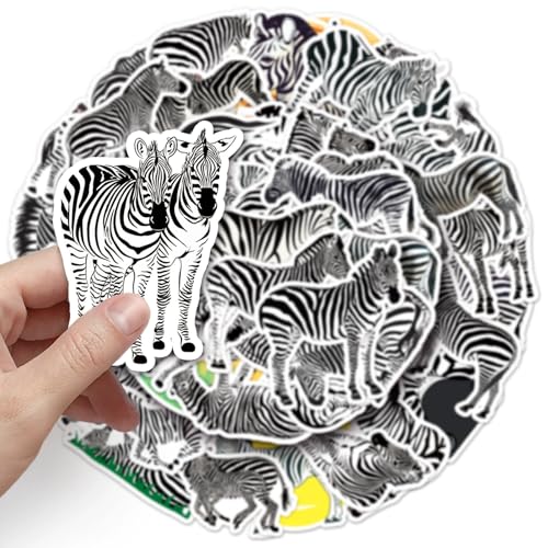 Zebra Stickers voor tieners en volwassenen, 50 stuks, Animal Zebra, Waterdichte Vinyl Sticker Set, Auto, Motorfiets, Fiets, Skateboard, Snowboard, Bagage, Laptop koffer, Helm, Motorfiets 3