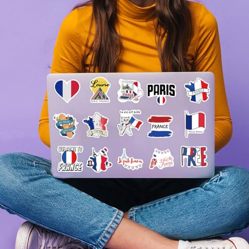 Frankrijk Sticker set Stickers voor kinderen tieners, 50 stuks, Frankrijk, Waterdichte Vinyl Stickers, Laptop, Skateboard, Koffer, Helm, Auto, Fiets, Mobiele telefoon, Motorfiets, Fiets, Scrapbook 3