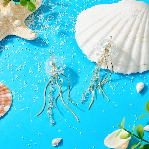 Jellyfish Glas Large Hangers Decoratieve Hang Ornamenten Jellyfish Dangle Charms met Tassel Snake Chains voor DIY Wind Chime Oorbellen maken, Glas 4