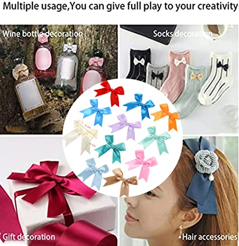 Satin Ribbons, Pack van 100, 8.5 x 8.5 cm, Decoratieve Bows, Ready Made Bows, Gift Bows voor DIY ambachten, Bruiloft, Kerstmis, Valentijnsdag, Decoratie, Kaarten maken