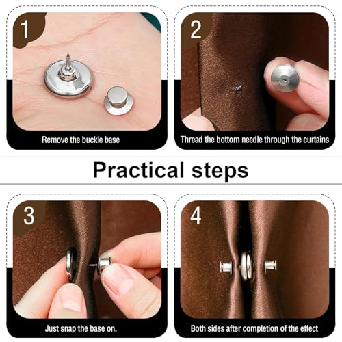 Verpakking van 10 magneten voor gordijnen, 20mm gordijn Magneetronde met Stickers, Rustvrije gordijnen Accessoires, Zilver, voor Slaapkamer, Woonkamer, Eetkamer, Badkamer, Kantoor 5