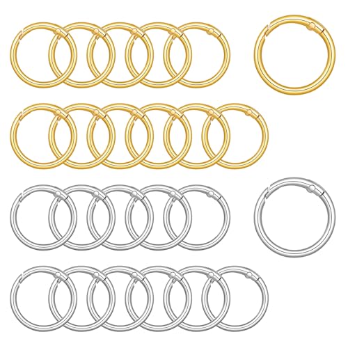 24 stuks 1 inch goud karabijnhaak, zinklegering veer O-ring sleutelhanger heek ronde sleutelhangers kleine sleutelhanger haak voor sleutels tassen portemonnee doe-het-zelf ambachten
