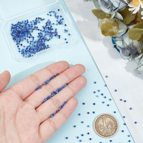 398Stuks Natuurlijke Lapis Lazuli kralen, 2mm Facet Ronde Losse Spacer kralen, Stone Kralen Strands voor DIY armband Kettingen sieraden ambachten maken, Gat: 0,6mm 3