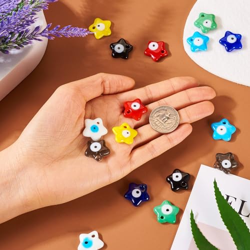 16 st Kwaad oog Lampwerk hangers Star Shape met kwaad Handgemaakt oog Dang Charms 8 Kleuren voor DIY ketting sleutelhangers sieraden maken 5