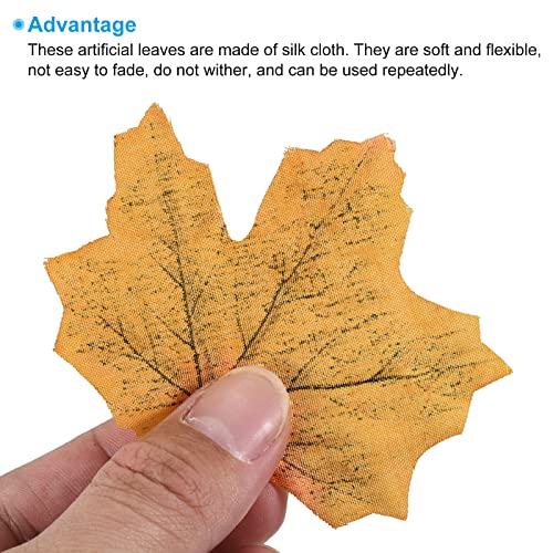 Kunstmatige bladeren, 200 stuks Herfst Maple Herfst nepblad voor bruiloft partij Thanksgiving Halloween Decoratie, rood geel 4
