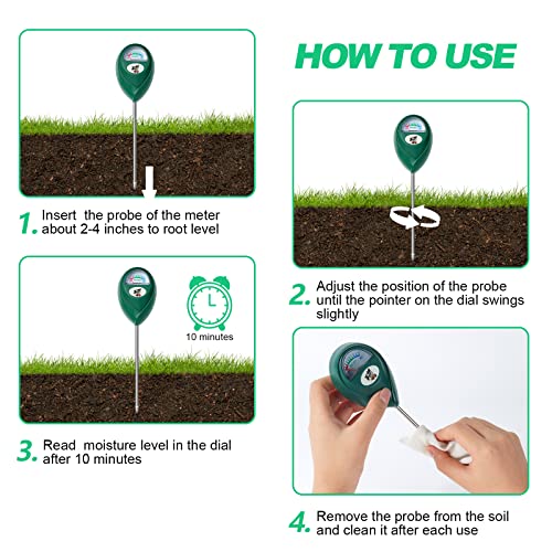 Bodemvochtigheidsmeter, nauwkeurige bodemvochtigheidsmeter en bodemtester, tuinlandbouw, vochtmeter, compacte en lichtgewicht, geschikt voor binnen- en buitentuinen, enz., 2 stuks 4