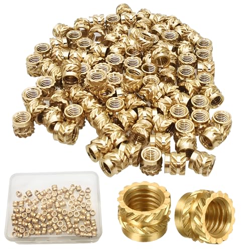 Messing invoegen Noten, Dujelixa 100 st 3D Printing Messing Noten M3 * 4.0 * 4.5mm, Injectiemoer, Gekartelde draad Warmte Containment Nut, Messing Gekartelde Nut voor 3D Printing Injectie Vormen
