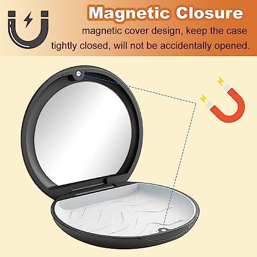 Bewaarer Case, 2 stuks Portable Denture Box met Spiegel Lege Orthodontische Tandenhouder Doos voor Houders en Mondbeschermers met Aligner Removal Tool (Zwart + Blauw) 3