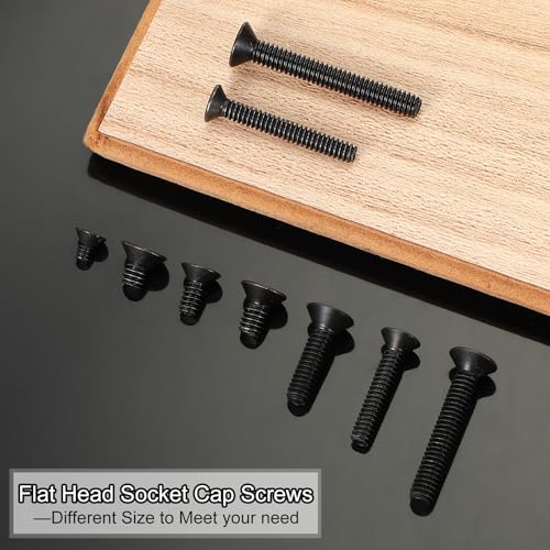 #6-32 x 1/2" Flat Head Schroeven met Hexagon, 20st Platte Head Schroeven, Hexagon, Machine Schroeven, Volledige Thread, Unc Oxide Black, Graad 10.9 5