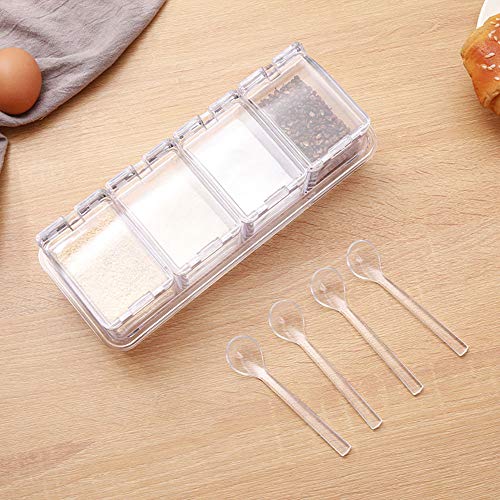 Transparante Spice Box, 4PCS PS plastic opslag container Clear Spice Jar Seasoning Box met Lepel voor Keuken, Thuisgebruik, Zout, Suiker Cruet, Spice Jars 3