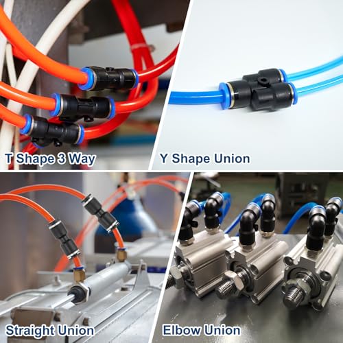6 st Straight Union Push to Connect Fitting, 1/4" x 1/2" OD Tube Reducer Connector Quick Push Lock Adapter Luchtslang Fitting voor Pneumatische Systeem Pijpaansluiting, Zwart 5