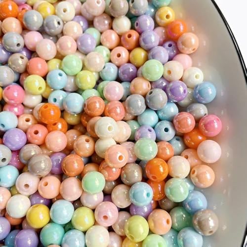 370st 10mm Kleurrijke acryl ronde kralen Multicolor acryl kralen voor doe-het-zelf sieraden maken (AB kleur 10mm)