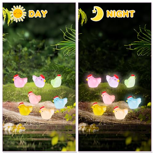 70st Kleine Mini-Hars Kippen, 30 Klassieke en 40 Lichtgevende Lichtgevende Kippen Mini-Miniatuurdieren voor Doe-Het-Zelf Poppenhuis Micro Landschapstuin Feest- en Woondecoratie 5