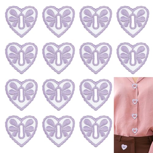 20 stuks geborduurd hart ijzer op patches, 35mm brede naaiknop haak Applique stof kleding Patches voor Jeans kleding DIY ambachten, Lavender