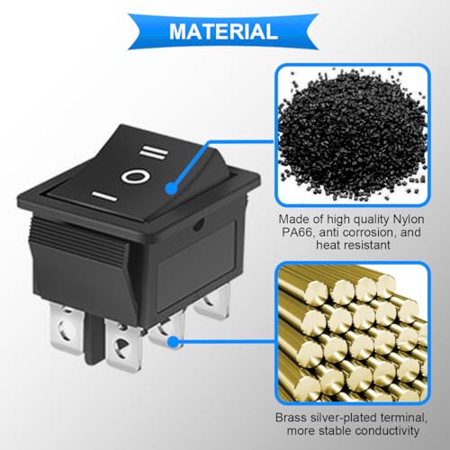 3 stuks Rocker Switch AC 16A/250V 20A/125V DPDT Aan/uit/op de Mini Drukknop 3 Kleuren (zwart/rood/groen) 6 Pole 3 Positie LED Rocker Switch 3
