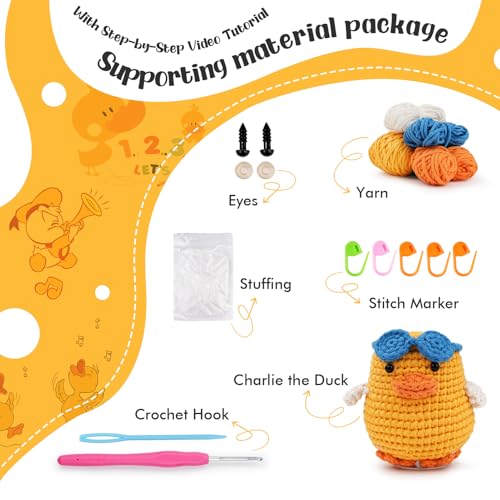 Beginner haak set met video instructies, Amigurumi Starter Set, Complete leren haak met video voor leuke dierenfiguren 3