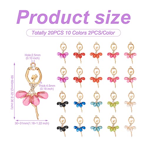 Crystal Ballerina Charms hangers Legering Ballet Dancer Bedels met Hars & Rhinestone voor DIY armband ketting sleutelhangers, Hars 3