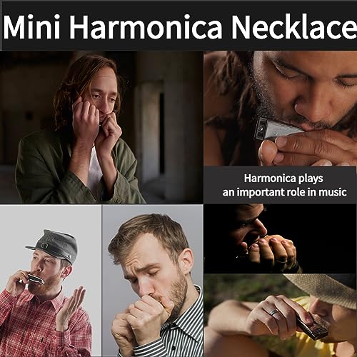 Mini Harmonica, ketting sleutel van C 4 gaten 8 tonen Harmonica Draagbaar mondorgel voor kinderen Beginner(Zilver) 5