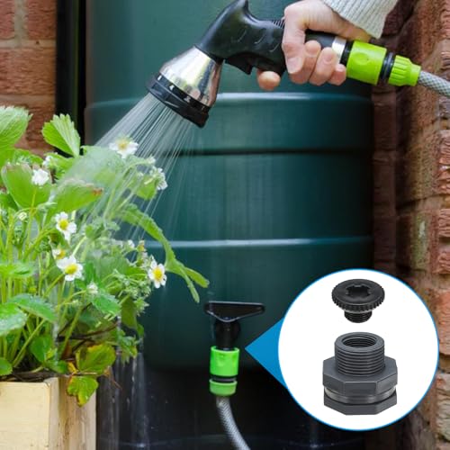 PVC Bulkkop Past met Plug G 3/4, 3 stuks Dubbele Threaded Bulkhead Water Tank Connector met PVC Afdichting pakking voor Rain Bucket, Spoelen, Aquariums, Grijs 5