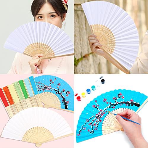 12 st Hand Fans voor bruiloft Kleurrijke vouwen Compartments, Paper Fans, Opvouwbare Gast Cadeau Aziatische Decoratie voor DIY Zomer bruiloft Verjaardag Party Fotografie Wand Decoratie Blauw 3