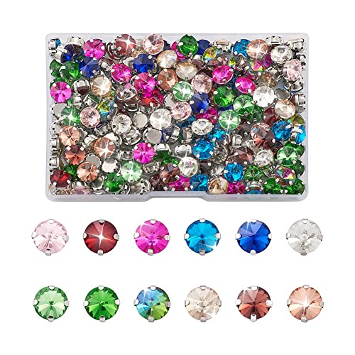 180 st Naaien op Rhinestones voor jurk 12 kleuren platte terug Naaien Klauw Glas Crystal edelstenen voor borduurkostuums Nagels Belt sieraden Trouwschoenen Decor