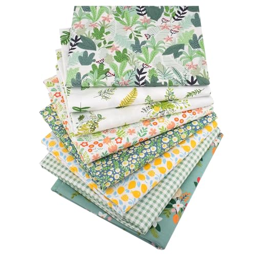40 Rolls Katoen Quiltstof Bloempatronen, 20 Styles Pre-Cut 2.5 x 19.69 Inch Fabric Strips voor DIY ambachten Naaien, Poppenkleding, Kussendecoratie (Twill Green 6x50cm, 2 3