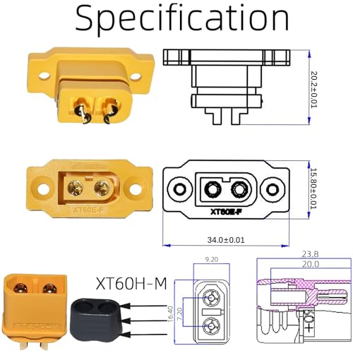 3 paar XT60E-F Socket hoge stroompluggen + XT60H plug met schroeven voor Lipo Batterij XT60 Plug 2-Pin voor RC FPV Lipo Batterij RC Quadcopter 3