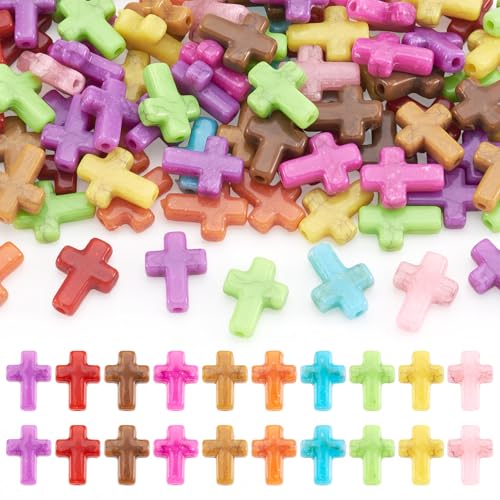 Acryl Kruis Kralen Crack Chunky Crucifix Crucifix Loose Spacer Kralen Bulk voor Pasen DIY ambachten ketting armband sieraden maken 100 st