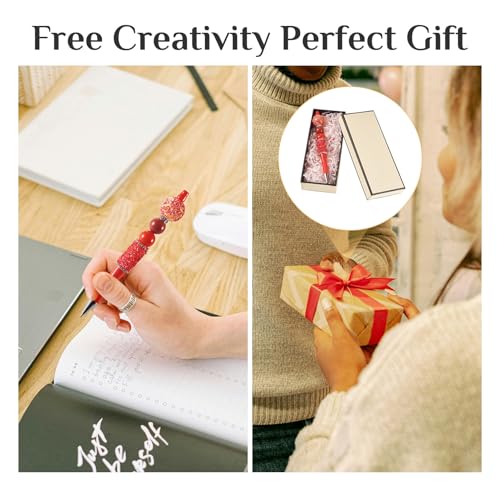 10 stuks kristallen kralenpennen bulk plastic balpennen bling diamant strass schacht kralen pen voor hogere school kantoor ambachtelijke voordelen, rood 5