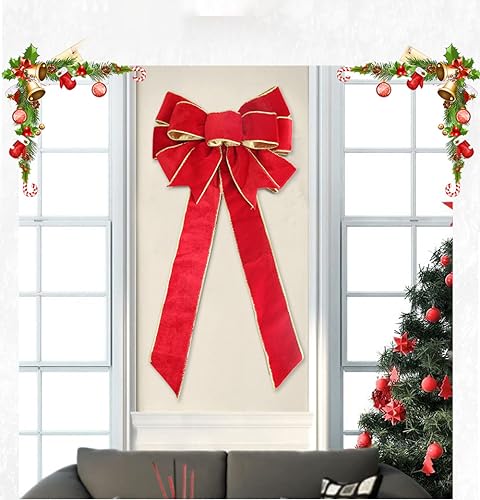 60cm Grote Bow Kerst Bows Kerst Bow Velvet Bows Decoratieve Bow Enorme Bows Egg Day Bows voor Kerstmis Decoratie Verjaardag Valentijnsdag Bruiloft Party, Rood
